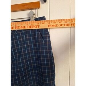 BOLLE Golf Tech Mens Polyester/Spandex Flat Front Shorts Navy Blue Plaid Size 36